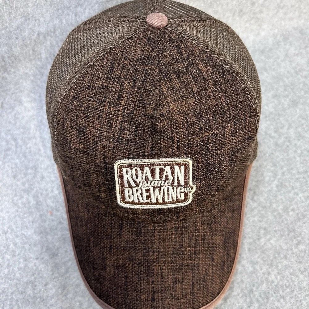 Roatan Island Brewing Co Trucker Hat Brown Mesh Patch Curved Bill Cap